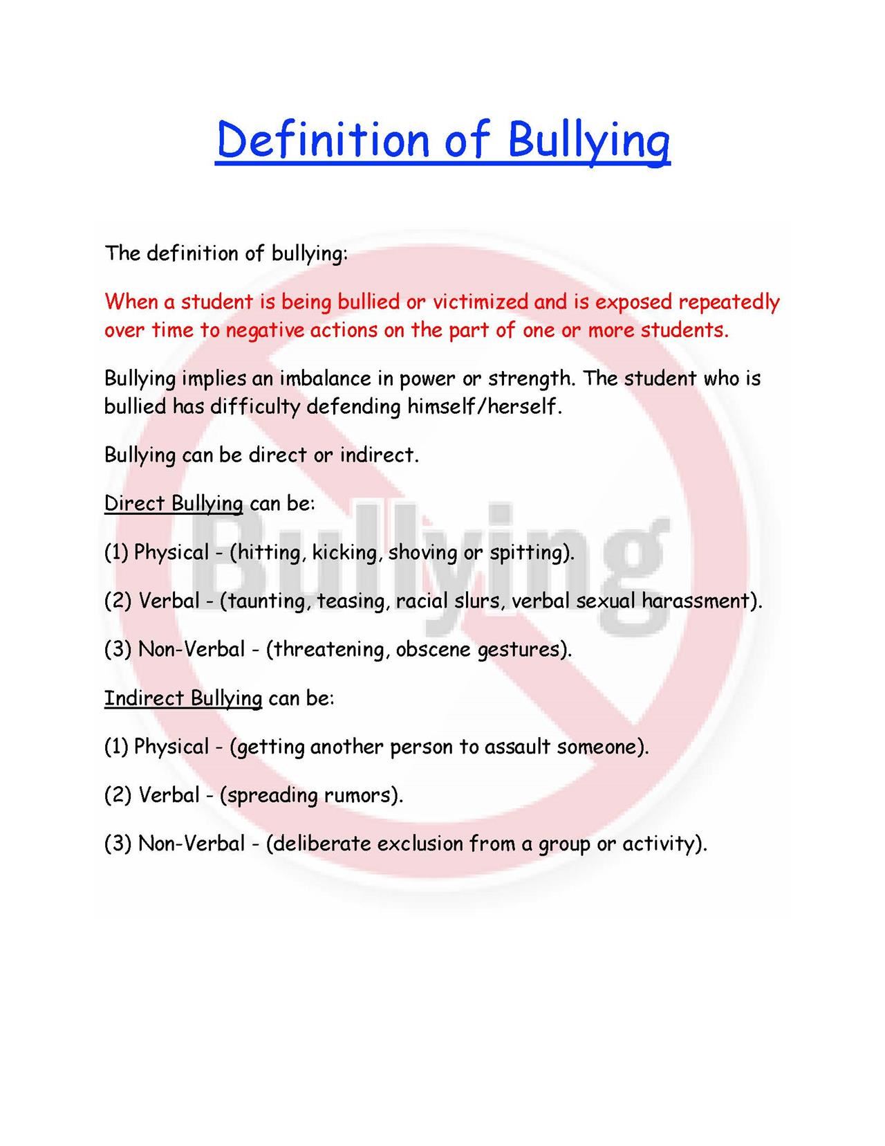 Definition of Bullying
